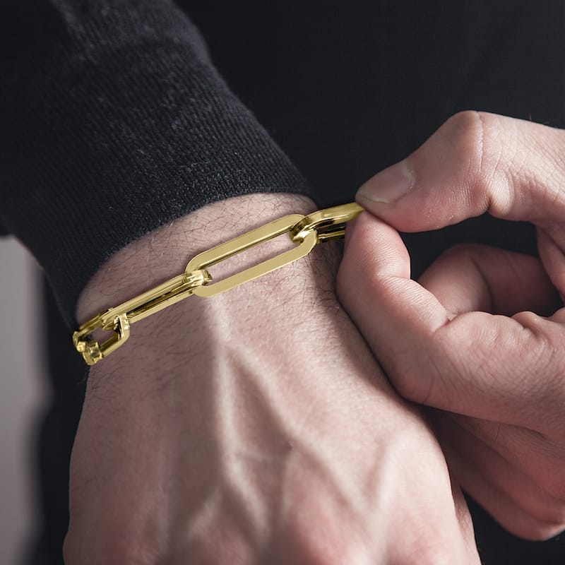 Marquee Jewels 14K Yellow Gold Chunky Paperclip Bracelet With a Lobster Clasp