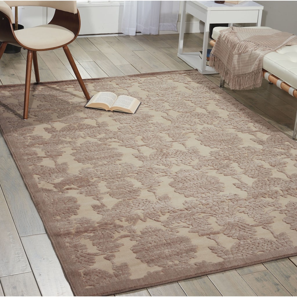 Nourison Graphic Illusions Traditional Vintage Hi Low Damask Area Rug