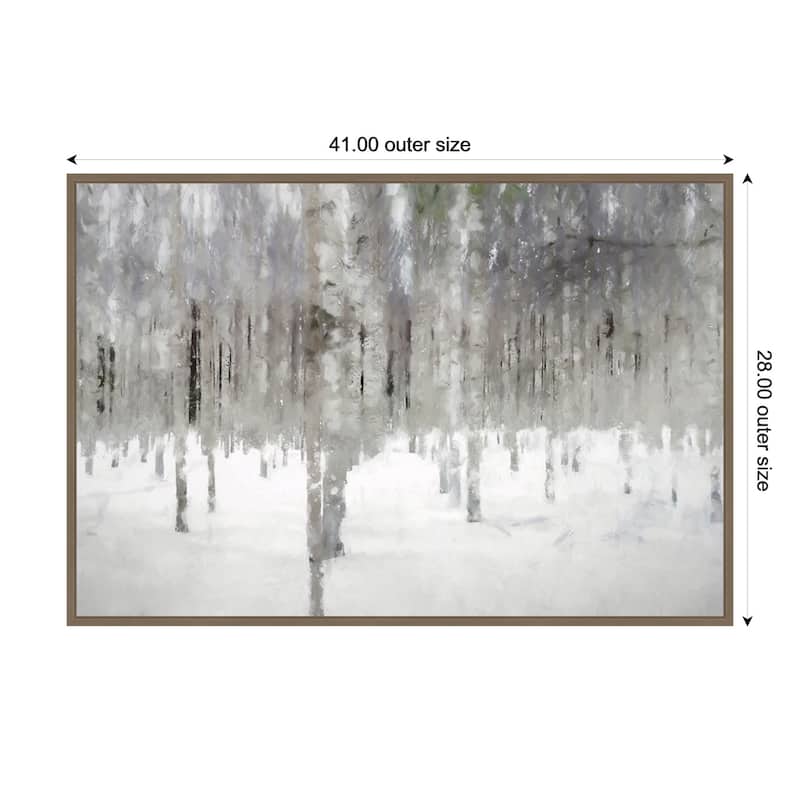 Birches In Fog by Kim Curinga Framed Canvas Wall Art Print - Sylvie Dark Gold - 41 x 28 in