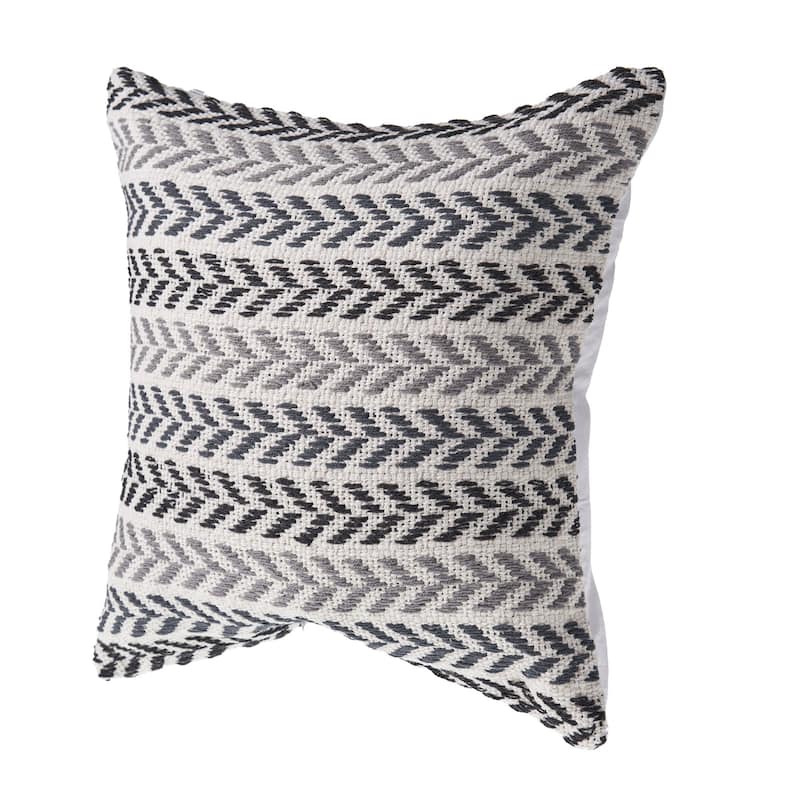 HomeRoots 18" X 18" Gray Black And White 100% Cotton Chevron Zippered Pillow