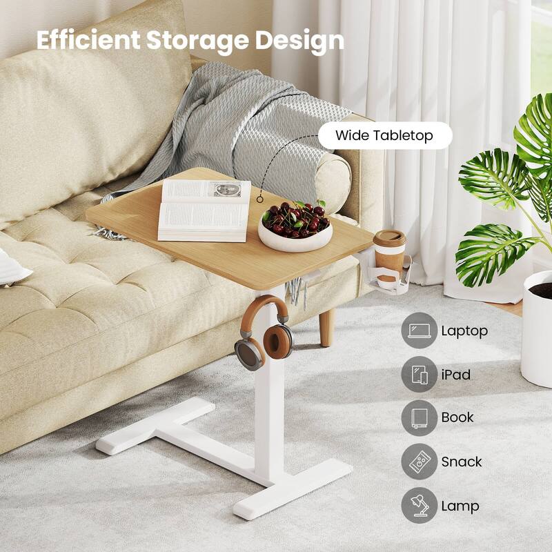 Costway C Shaped Side Table Height Adjustable Overbed Bedside Table - See Details