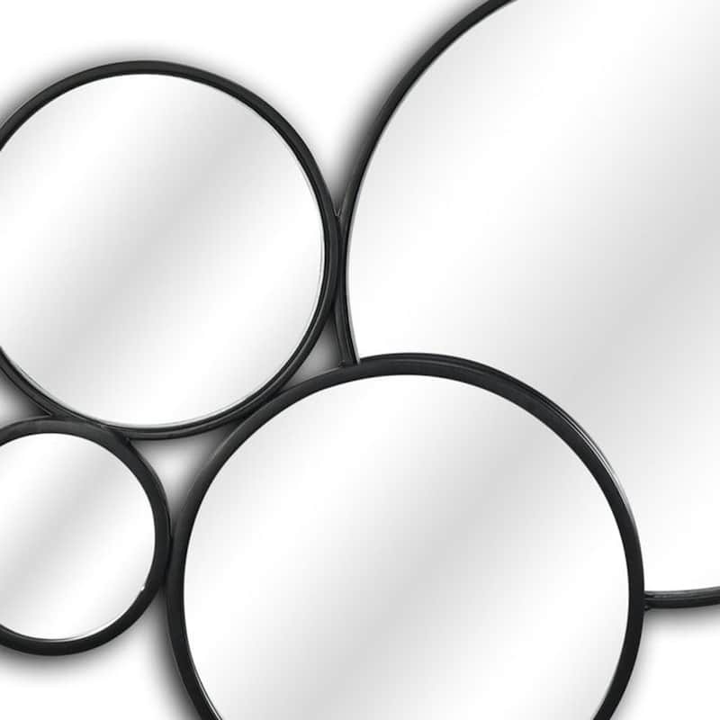 HomeRoots Set Of Eight Black Metal Round Cojoined Accent Mirrors - 36.00 in. x 19.00 in. x 1.75 in.