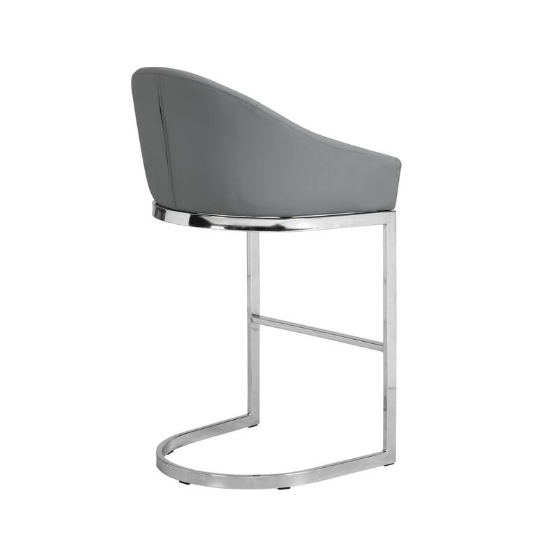 Upholstered Curved Counter Stool - 34.75" - Gray and Chrome
