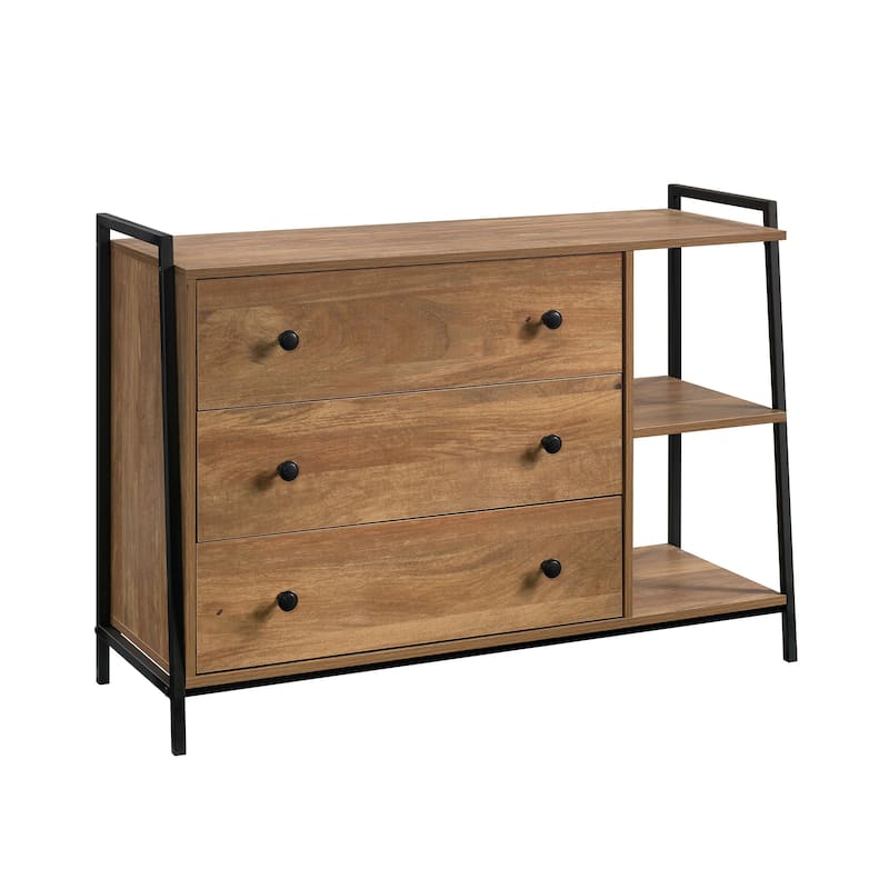 Wood Dresser with Spacious Drawers and Open Shelves - Brown