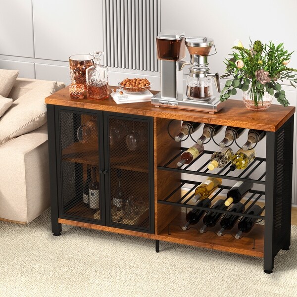 VEVOR Industrial Bar Cabinet Wine Table for Liquor with Glass