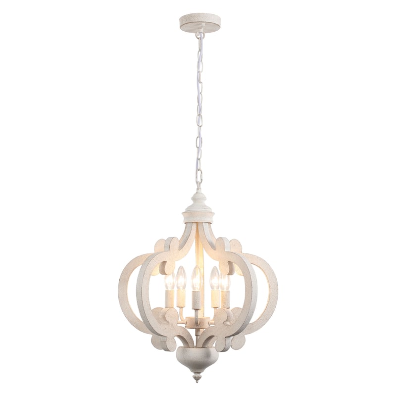 5-Light Country Wood Chandelier Light Fixture for Kitchen Island Dining Room