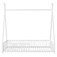 preview thumbnail 10 of 8, White Twin Metal House Floor Bed with Triangle Structure & Guardrail for Toddlers & Baby, Modern Montessori Platform Bed Frame
