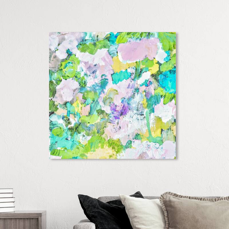 Wynwood Studio Canvas Abstract Endless Summer Garden Green and Cyan Modern & Contemporary Wall Art Canvas Print - 40 x 40