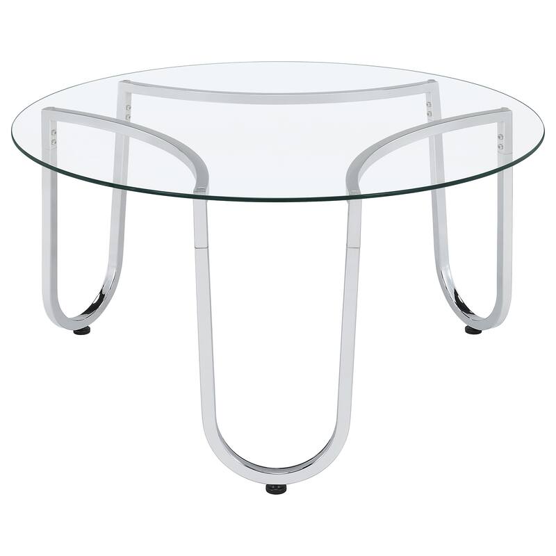 Beller Round Tempered Glass Top Coffee Table Set Chrome
