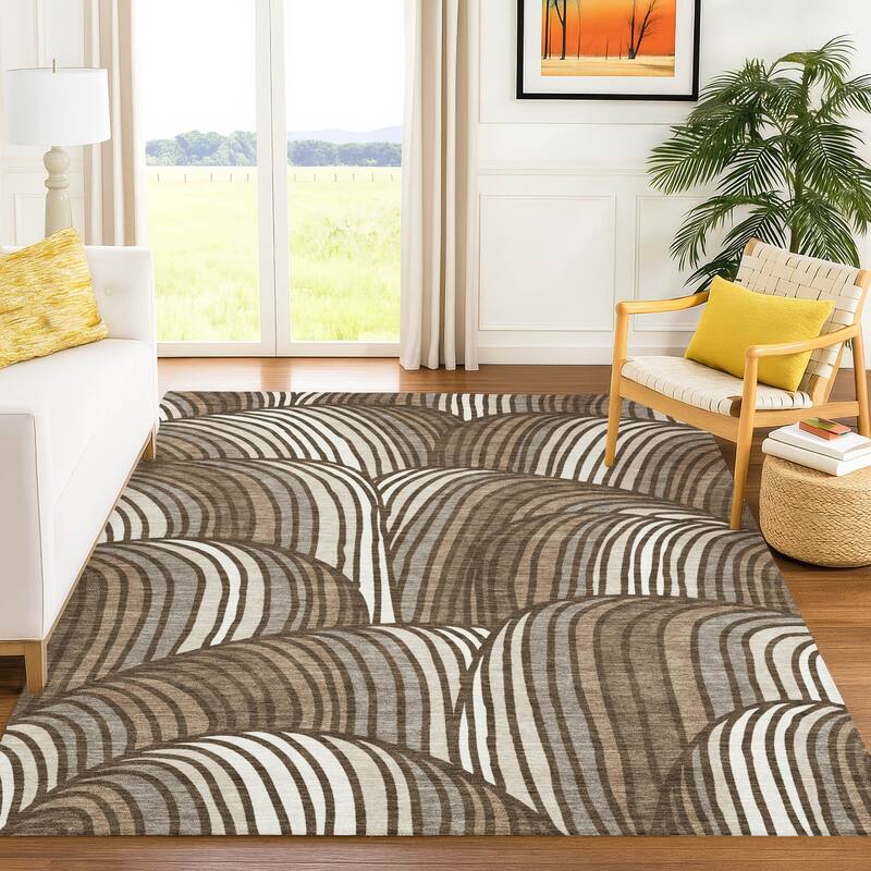Machine Washable Indoor/ Outdoor Modern Parsons Chantille Rug