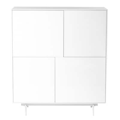 Birmingham 43" Cabinet Stand in White Lacquer with White Steel Base