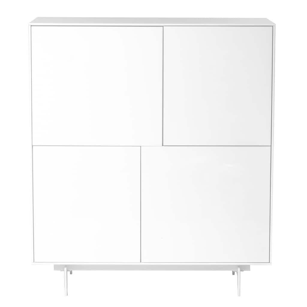 Birmingham 43" Cabinet Stand in White Lacquer with White Steel Base