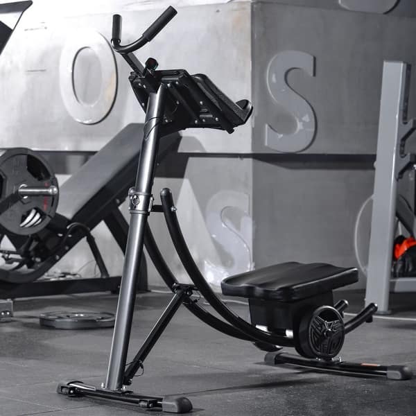 slide 2 of 12, Deluxe Abdominal Crunch Coaster Abdominal Coaster Ab machine Fordable Fitness Equipment abs workout equipment for Home Gym Black - Metal
