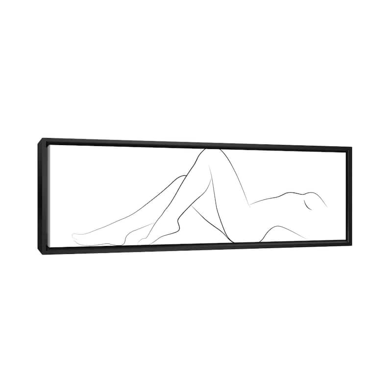 iCanvas "Woman Laying Down" by Blek Prints Framed Canvas Print - 24x72 - Black