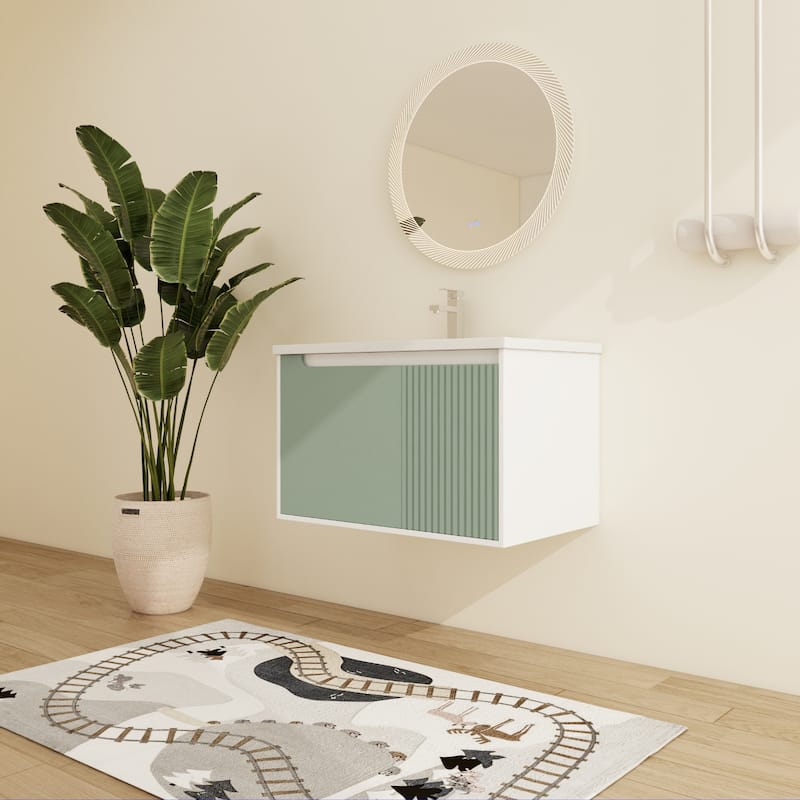 Malwee 32"/36"/40" Floating Bathroom Vanity, Wall Mounted Bathroom Vanity with Ceramic Sink,Soft Close Doors