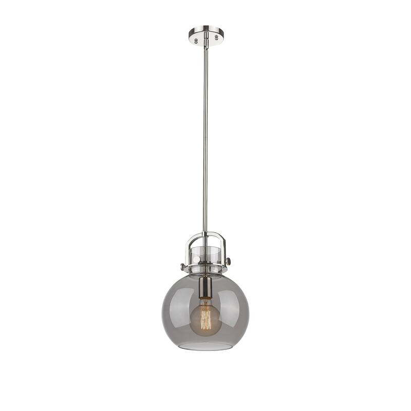 Innovations Lighting Newton Sphere - 1 Light 10" Stem Hung Pendant - Polished Nickel/Light Smoke