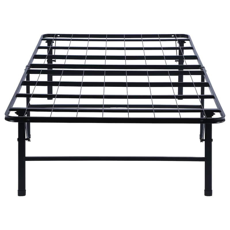 Black Twin Platform Bed with Under Bed Storage and Foldable Design