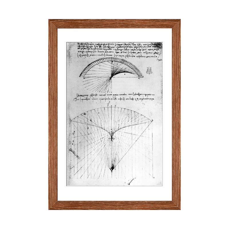 iCanvas "Studies of concave mirrors of constant and parabolic curvatures" by Leonardo da Vinci - Walnut - 24x16x1