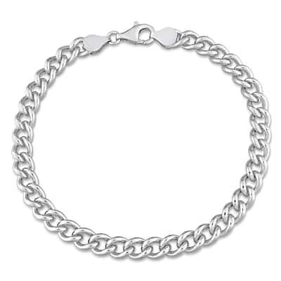 Miadora 6.5mm Curb Link Chain Anklet in Sterling Silver- 9 in