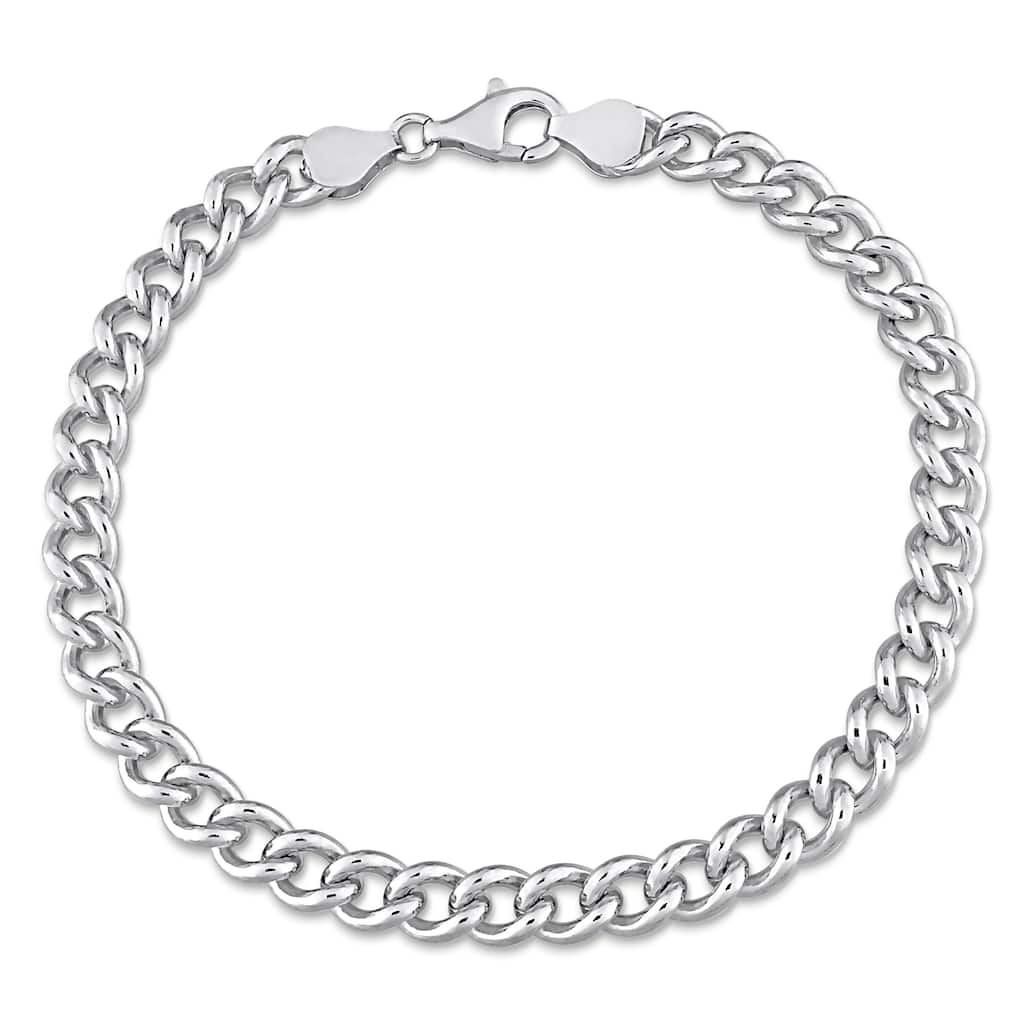 Miadora 6.5mm Curb Link Chain Anklet in Sterling Silver- 9 in