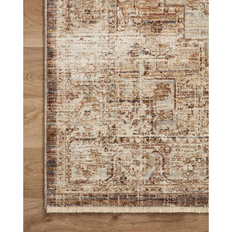 Alexander Home Anniki Distressed Medallion Area Rug with Micro Fringe