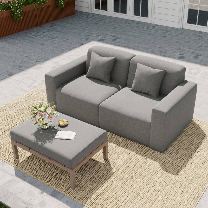No Assembly Couch Outdoor Patio Modular Sofa with Coffee Table
