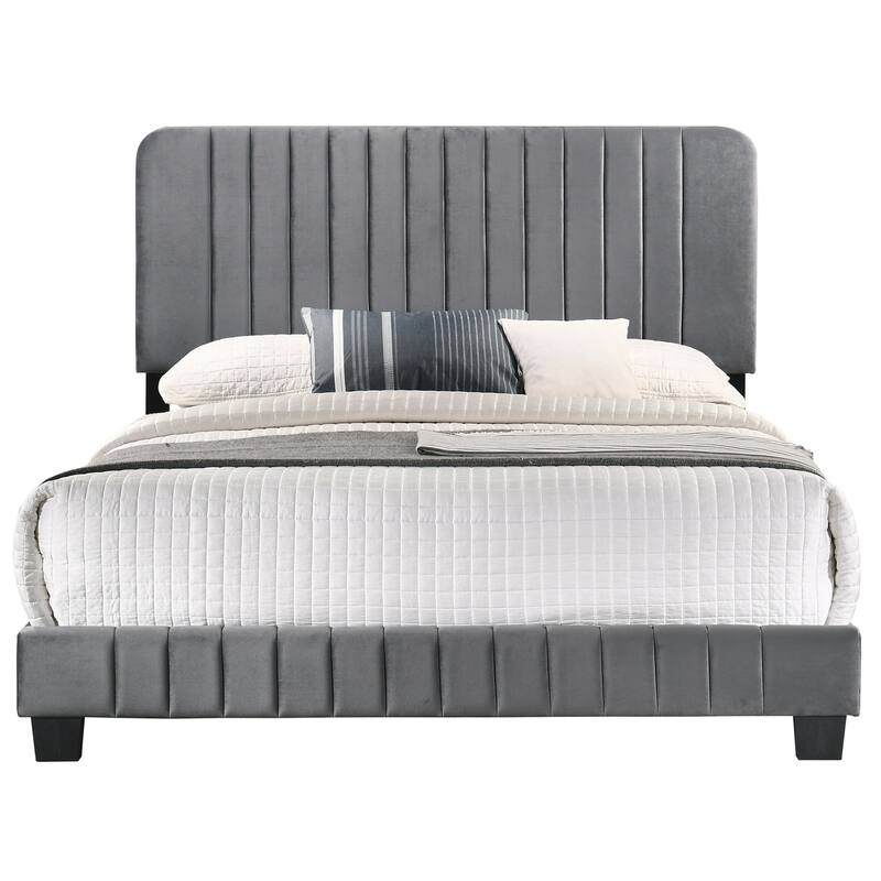 Upholstered Tufted King Panel Bed - 86" - Gray