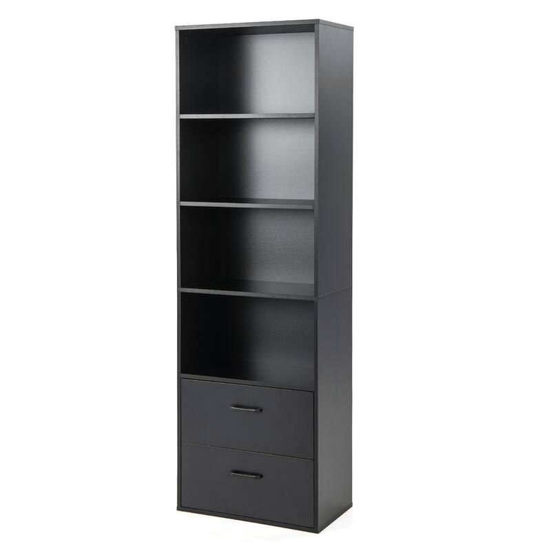 Costway 6-Tier Tall Bookshelf Freestanding Modern Bookcase Black
