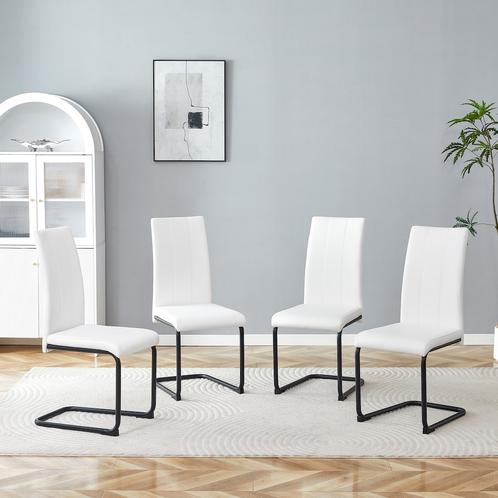 Modern High-Back PU Dining Chairs, Set of 4