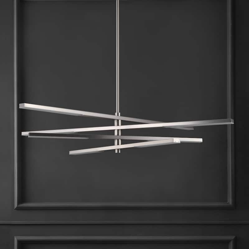 SAFAVIEH Couture Adolfine Metal Adjustable Led Chandelier - 48 In. W x 48 In. D x 17/47 In. H - Nickel