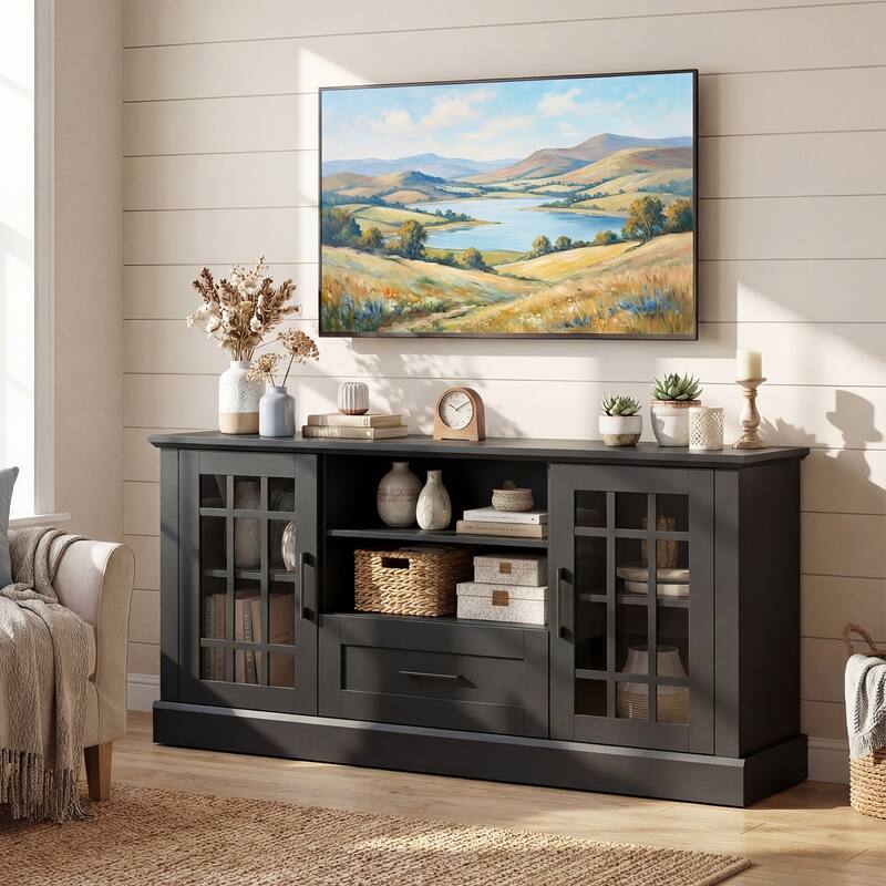 Gymax Farmhouse TV Stand for TVs up to 70'' Entertainment Media Center