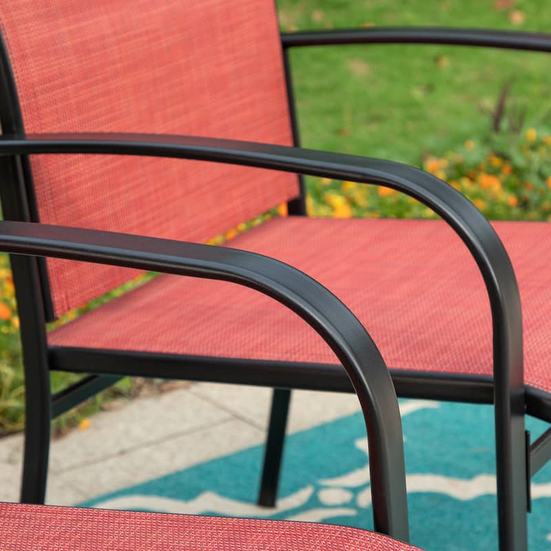 MAISON ARTS 7/9-Piece Patio Dining Set with Metal Rectangle Expandable Table and 6/8 Textilene Dining Chairs