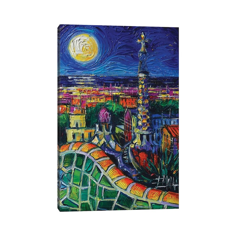 iCanvas "Barcelona Nightscape" by Mona Edulesco Canvas Print