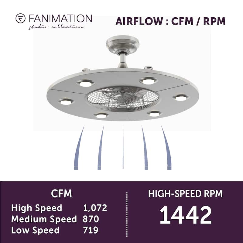 Fanimation Studio Collection Dex 12 inch Brushed Nickel Fandelier Ceiling Fan with LED Lights and Remote