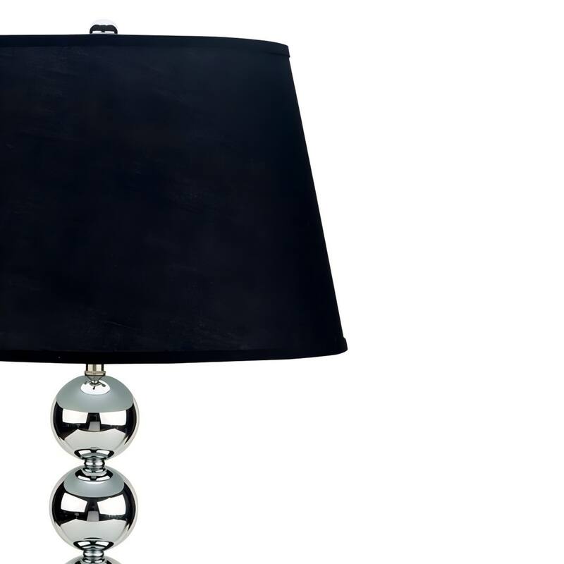 Tall Metal Table Lamp with Chrome finish, Black Fabric Shade - Multicolor