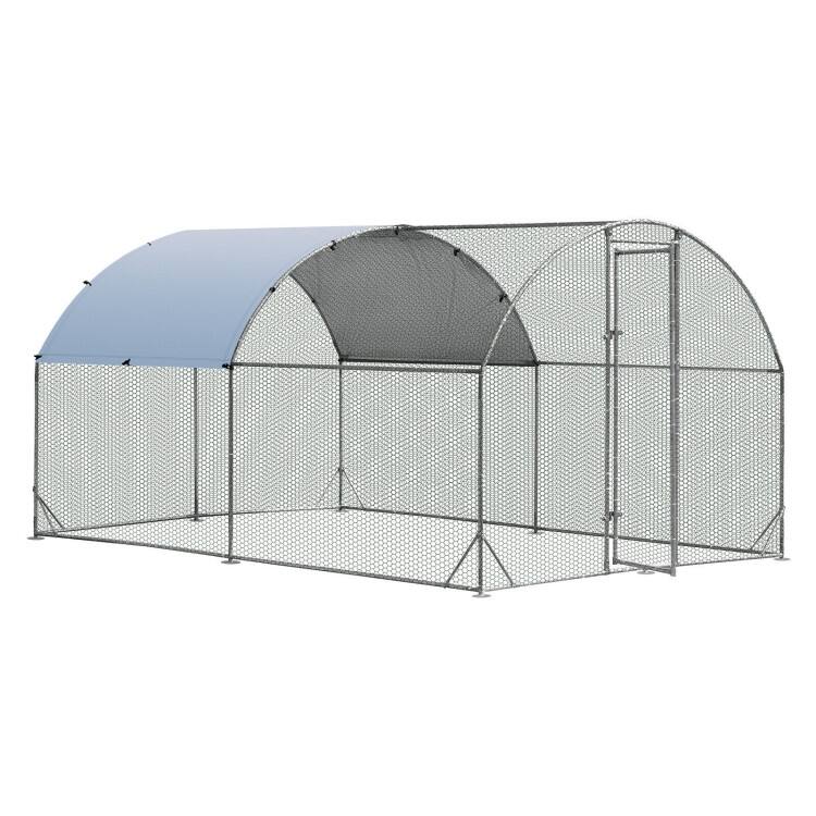 Metal Chicken Coop Outdoor Galvanized Dome Cage with Cover - 12.5" x 9" x 6.5"