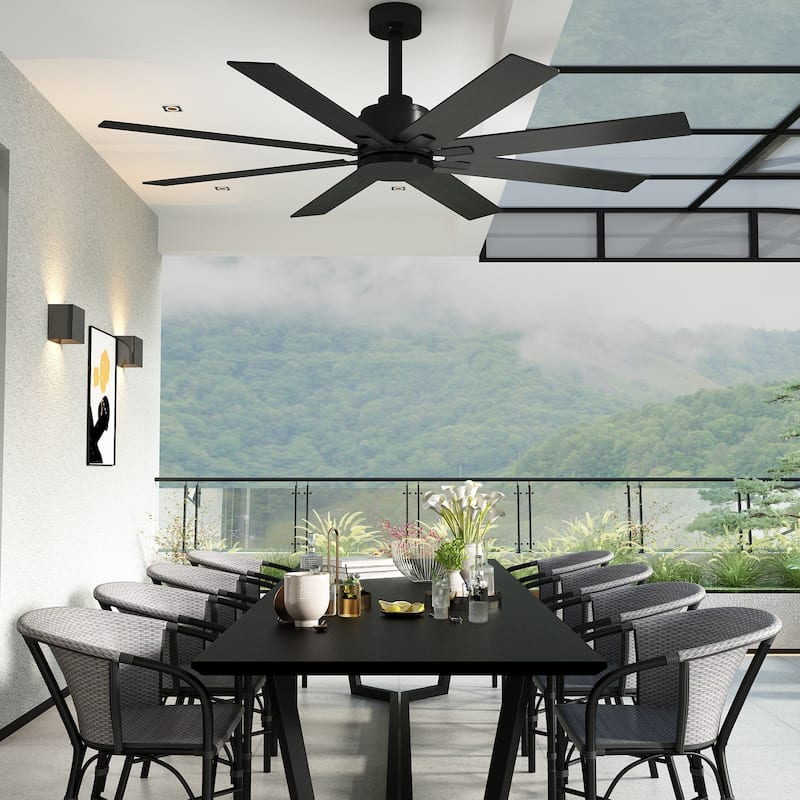 Timechee 65" Indoor 8-Blades Wood Ceiling Fan with Remote Control - 65 Inches