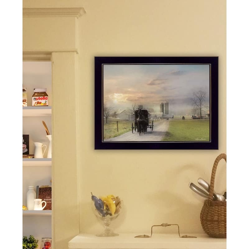 TrendyDecor4U Farmhouse "Morning Exercise" Framed Print Wall Art by Lori Deiter - Landscape
