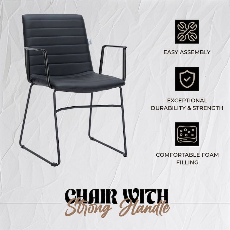 Zylar Ergonomic Guest Chair with Leather, Stainless Steel Base, High-Density Foam, Modern Design for Office or Waiting Room