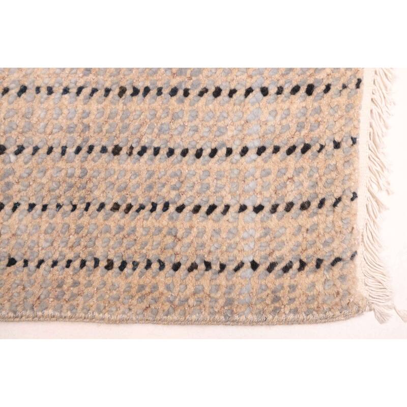 ECARPETGALLERY Hand-knotted Silk Shadow Tan Wool Rug - 6'1 x 9'3