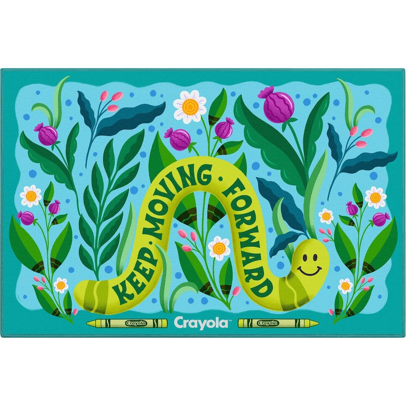 Crayola Keep Moving Green Blue Floral Area Rug By Well Woven