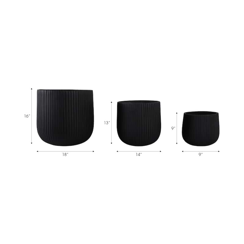 Polyresin Planter Carved Sculptural Design Decorative Pots (Set of 3) - 18" x 18" x 16"