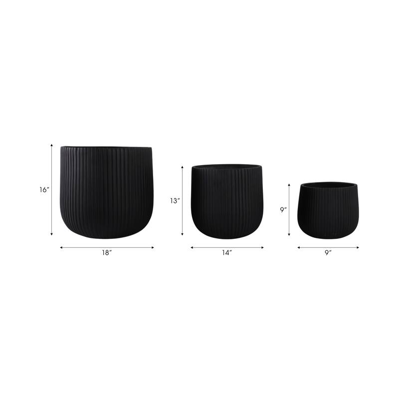 Polyresin Planter Carved Sculptural Design Minimalist Style (Set of 3)