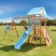 preview thumbnail 18 of 25, Teamson Kids Everett Plus Swing Set Playset with Platform, Rock Wall, and Wave Slide Brown