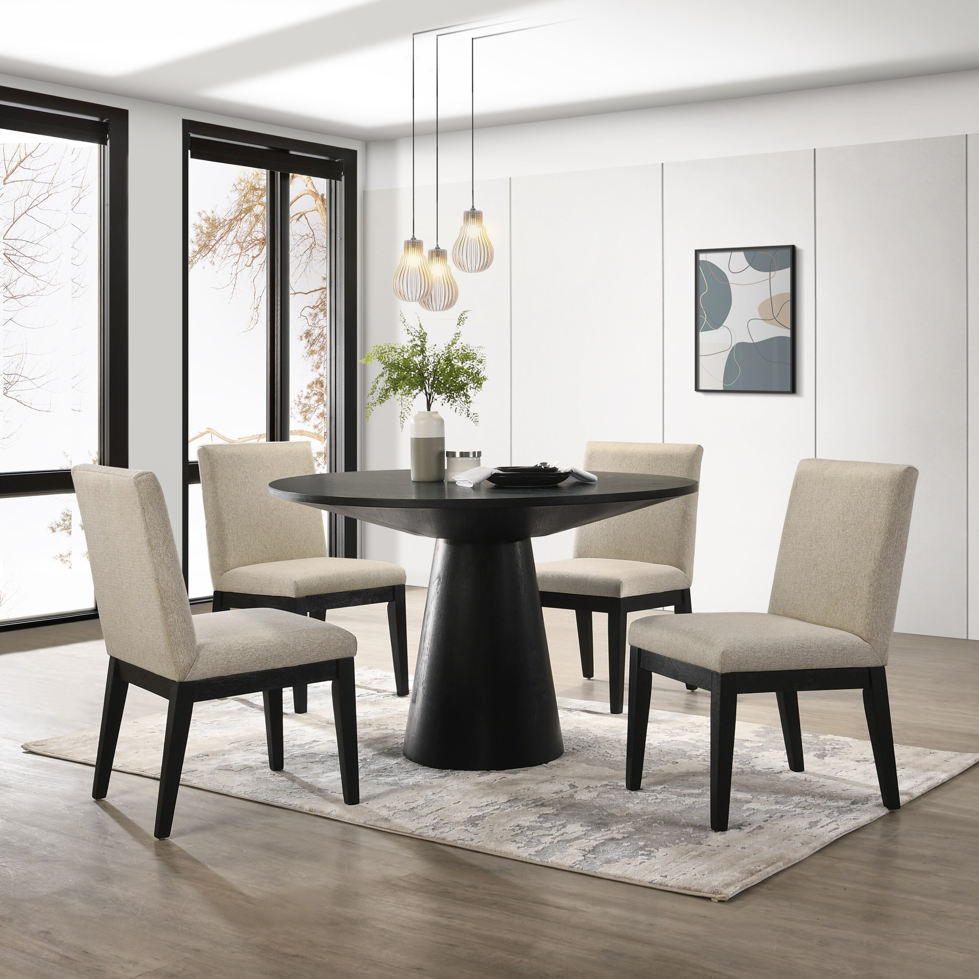 Round pedestal dining table best sale set for 4