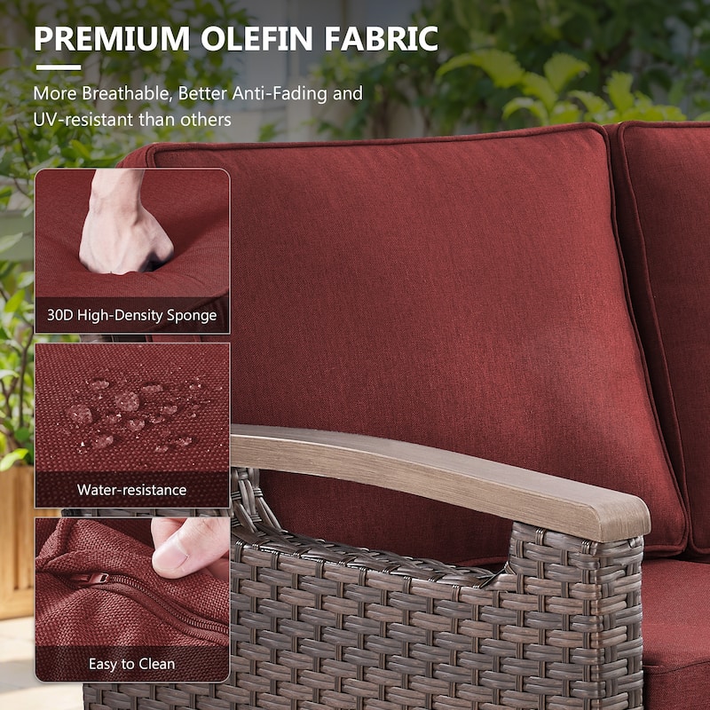 Gymojoy 74'' 3-Seat Outdoor Durable Patio Sofa with Water-Resistant Olefin Fabric Cushions