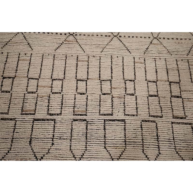 All-Over Trellis Moroccan Large Oriental Rug Hand-Knotted Wool Carpet - 9'11"x 16'0"