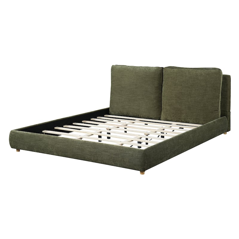 Christopher Knight Home - Charlotte Upholstered Boucle Platform Bed with Removable Pillow Headboard