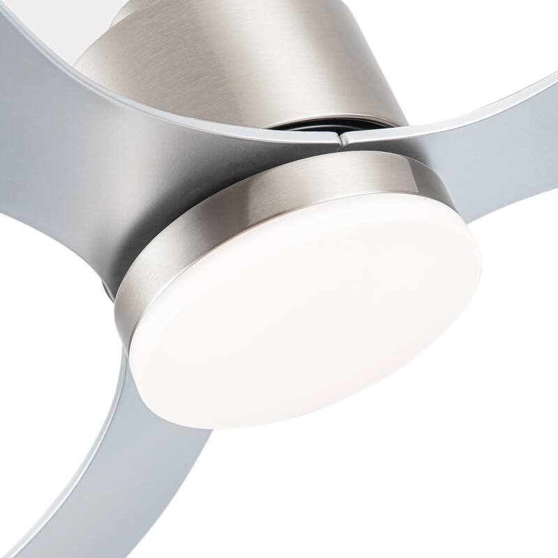 52 Inch Brushed Nickel LED Ceiling Fan with Lights and Remote(3-Blade)