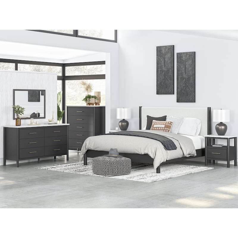 Signature Design by Ashley Cadmori Upholstered Panel Platform Bed